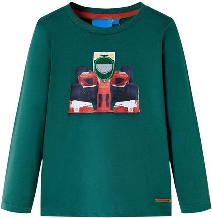 Koszulka dziecięca z długimi rękawami, nadruk auta, zielona, 92