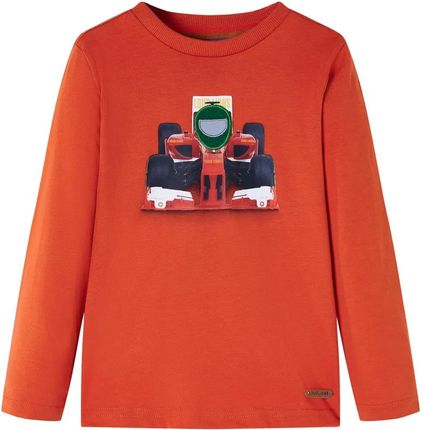 Koszulka dziecięca z długimi rękawami, z autem, pomarańczowa, 104