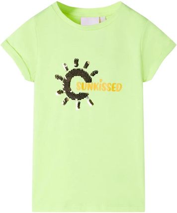 Koszulka dziecięca z krótkimi rękawami, neonowy żółty, 140