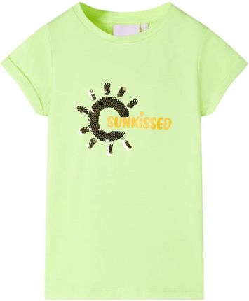 Koszulka dziecięca z krótkimi rękawami, neonowy żółty, 116