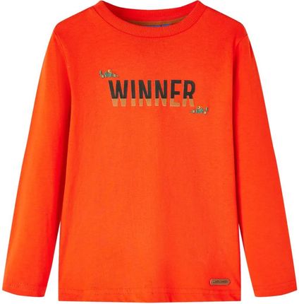 Koszulka dziecięca z długimi rękawami, napis Winner, pomarańcz, 92