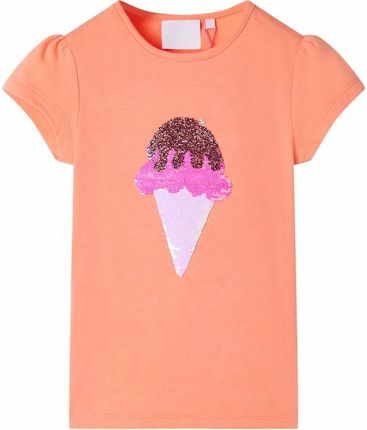 Koszulka dziecięca, neonowy pomarańcz, 128