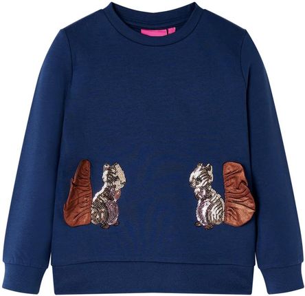 Bluza dziecięca z wiewiórkami z cekinów, granatowa, 104