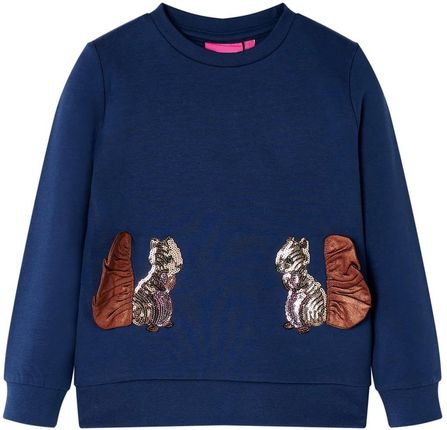 Bluza dziecięca z wiewiórkami z cekinów, granatowa, 92