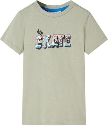 Koszulka dziecięca z krótkimi rękawami, napis Skate, jasne khaki, 116