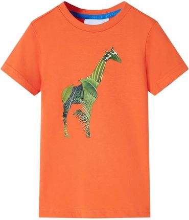 Koszulka dziecięca z nadrukiem żyrafy, jaskrawy pomarańcz, 92