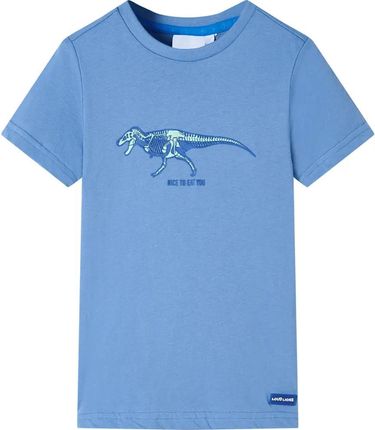 Koszulka dziecięca z dinozaurem, niebieska, 92