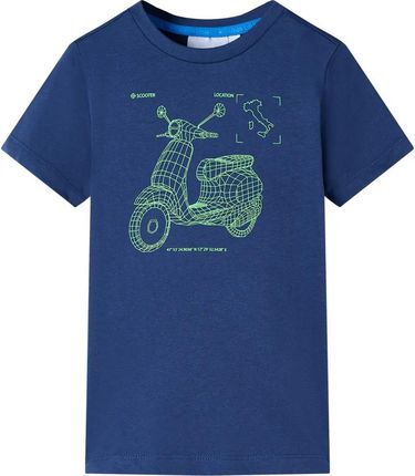Koszulka dziecięca z nadrukiem skutera, ciemnoniebieska, 128