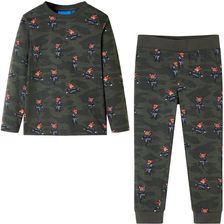 Piżama dziecięca z długimi rękawami, lisy ninja, khaki, 128 - zdjęcie 1