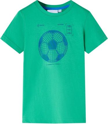 Koszulka dziecięca z nadrukiem piłki nożnej, zielona, 104