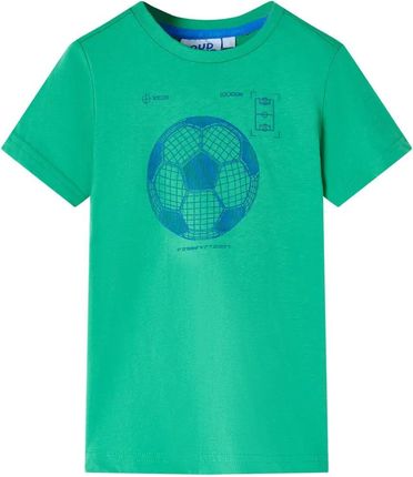 Koszulka dziecięca z nadrukiem piłki nożnej, zielona, 128