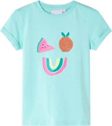 Koszulka dziecięca z kolorowymi owocami, jasnomiętowa, 92