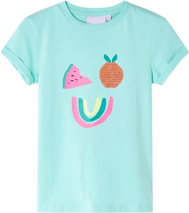 Koszulka dziecięca z kolorowymi owocami, jasnomiętowa, 116