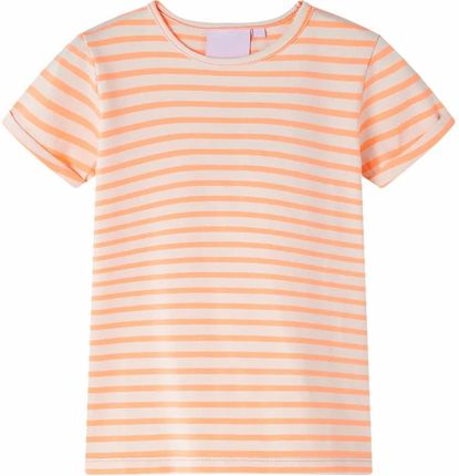 Koszulka dziecięca w paski, neonowy pomarańcz, 92