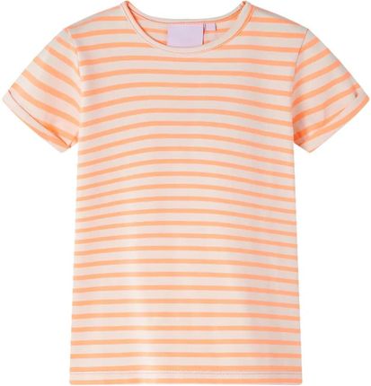 Koszulka dziecięca w paski, neonowy pomarańcz, 104