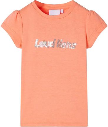 Koszulka dziecięca, półrękawki, neonowy pomarańcz, 104