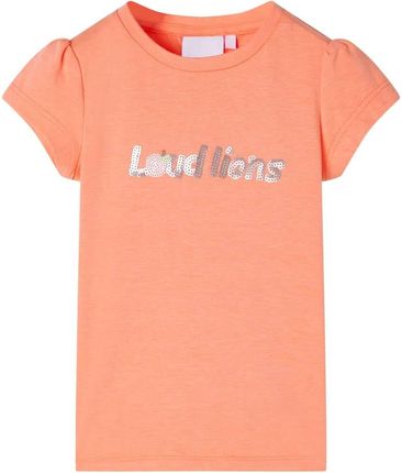Koszulka dziecięca, półrękawki, neonowy pomarańcz, 104