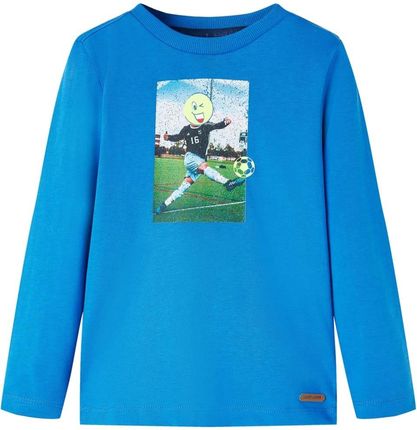 Koszulka dziecięca z długimi rękawami, kobaltowa, 104