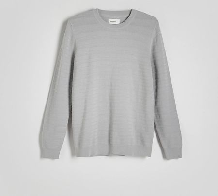 Reserved - Bawełniany sweter w paski - Jasny szary