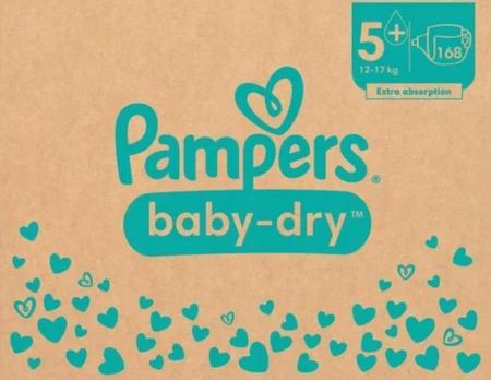 Pampers Baby Dry 12-17 kg rozmiar 5+ pieluchy 168 szt.
