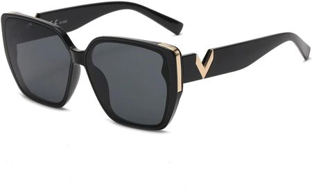 Damskie kwadratowe okulary przeciwsłoneczne z filtrem UV400 czarne ST-MAX6E