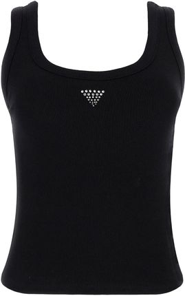 Damski Bezrękawnik Guess SL Triangle Bling Rib Tank W3Yp68Ka0H1-Jblk – Czarny