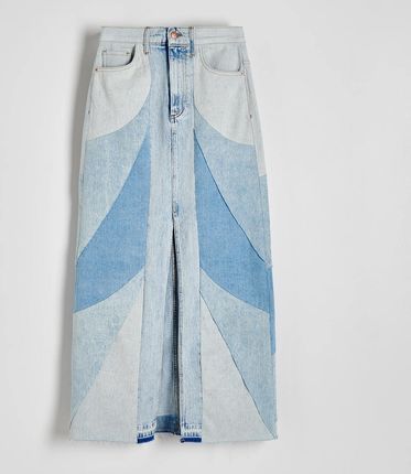 Reserved - Jeansowa spódnica z łączonego denimu - Niebieski
