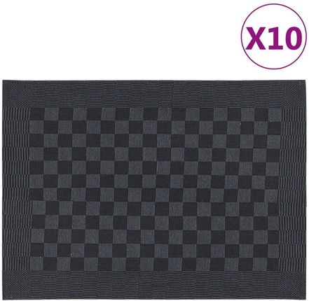 Vidaxl Ręczniki kuchenne 10 szt. czarno-szare 50x70 cm bawełna (136276)
