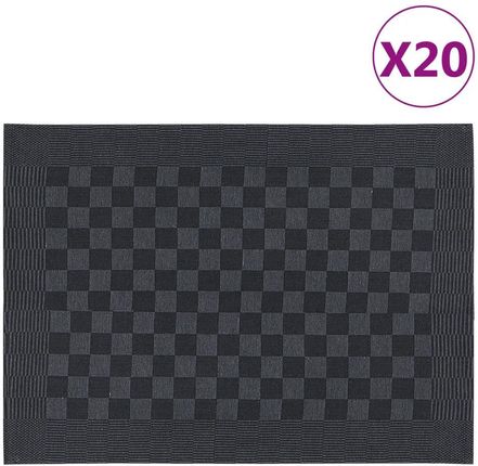 Vidaxl Ręczniki kuchenne 20 szt. czarno-szare 50x70 cm bawełna (136277)