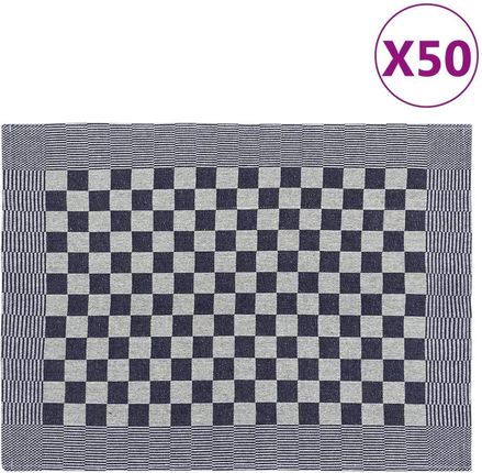 Vidaxl Ręczniki kuchenne 50 szt. niebiesko-białe 50x70 cm bawełna (136281)