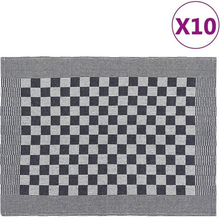 Vidaxl Ręczniki kuchenne 10 szt. czarno-białe 50x70 cm bawełna (136282)
