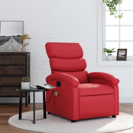 Vidaxl Rozkładany Fotel Masujący Czerwony Sztuczna Skóra (371725)