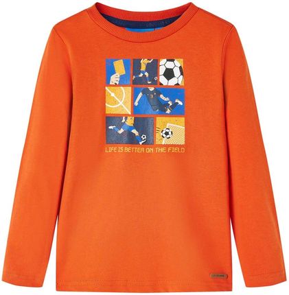 Koszulka dziecięca z długimi rękawami, pomarańczowa, 128
