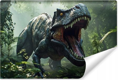 Muralo Fototapeta Młodzieżowa Groźny Dinozaur Las Tropikalny Wzór 3D 360x240