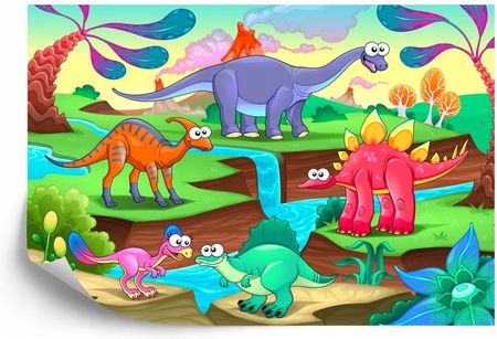 Doboxa Fototapeta Samoprzylepna Kolorowe Bajkowe Dinozaury 254x184