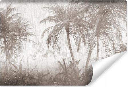 Muralo Fototapeta Palmy Las Tropikalny Tekstura Drewna Abstrakcja Retro 315X210