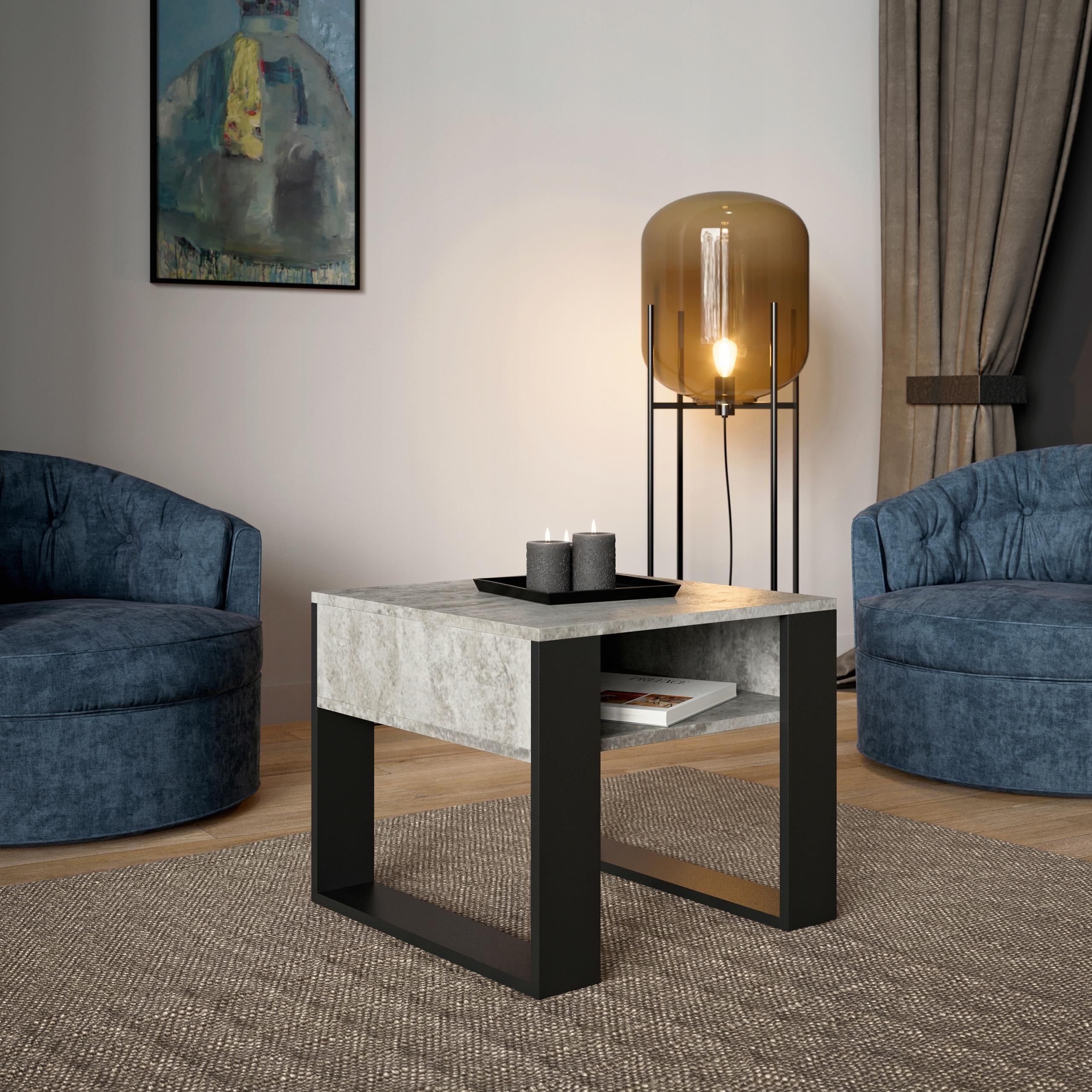 Meble Pitus Stolik Kawowy St8 Beton Czarny Ława Loft - Opinie i ...