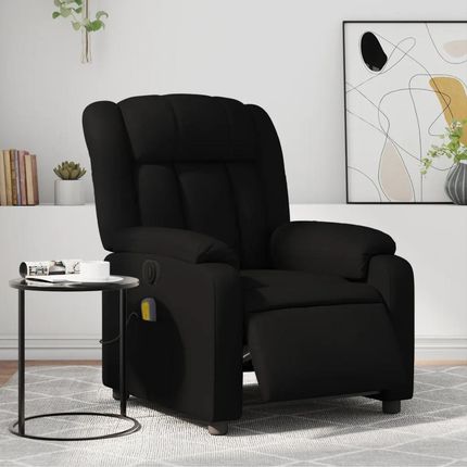 Vidaxl Rozkładany Fotel Masujący Elektryczny Czarny Sztuczna Skóra