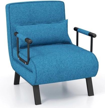 Costway Wielofunkcyjny Fotel Rozkładany Niebieski Z Regulowanym Oparciem