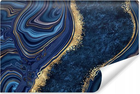Muralo Fototapeta Niebieski Abstrakcyjny Marmur Elementy Złota Do Salonu 180X120