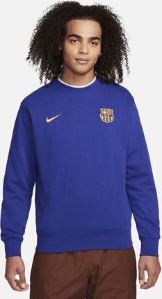 Męska Piłkarska Bluza Dresowa Z Półokrągłym Dekoltem Nike Fc Barcelona Club - Niebieski