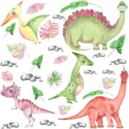 Naklejki Ścienne Z Kolorowymi Dinozaurami Dla Dzieci Dinozaury Na Ścianę
