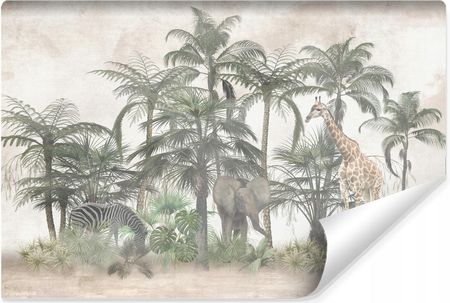 Muralo Fototapeta Dziecięca Dzikie Zwierzęta Dżungla Beton Abstrakcja 405X270