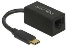 Delock Adap USB3.2 USB-C St GigaLan Czarny (66043)