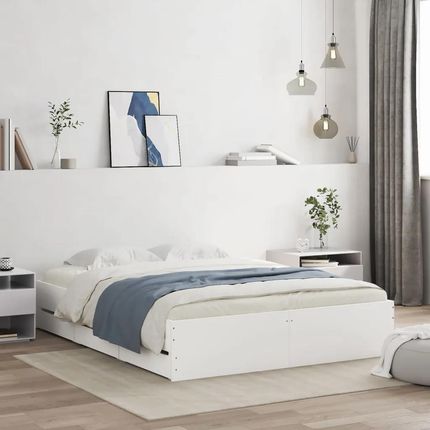 Vidaxl Rama łóżka z szufladami, biała, 140x190 cm (3207301)