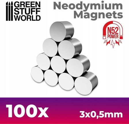 Green Stuff World 9262 Neodymium Magnets 3x0,5mm - 100 units (N52)