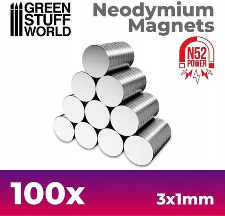 Green Stuff World 9263 Neodymium Magnets 3x1mm - 100 units (N52)