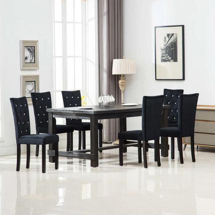 Vidaxl Krzesła stołowe, 6 szt., czarne, aksamitne (275220)