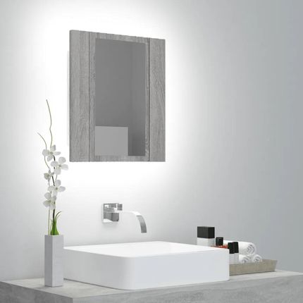 Vidaxl Szafka łazienkowa z lustrem i LED, szary dąb sonoma 40x12x45 cm (822834)