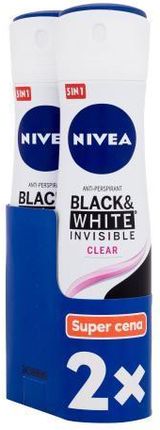 Nivea Black & White Invisible Clear 48H Zestaw Antyperspirant 2x150 ml